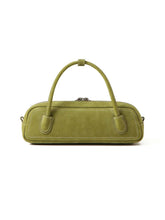 The Fern – Women's Green Pebbled Nubuck Leather Baguette Bag | Structured Top Handle Crossbody